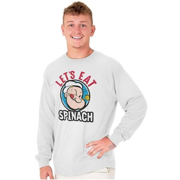 Popeye Let's Eat Spinach Cool Retro Long Sleeve TShirt Men Women Brisco Brands M