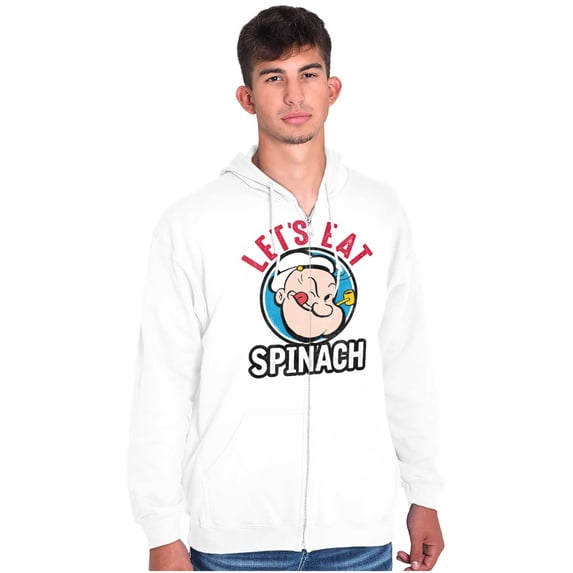 Popeye Let's Eat Spinach Cool Retro Zip Up Hoodie Men's Women's Brisco Brands M