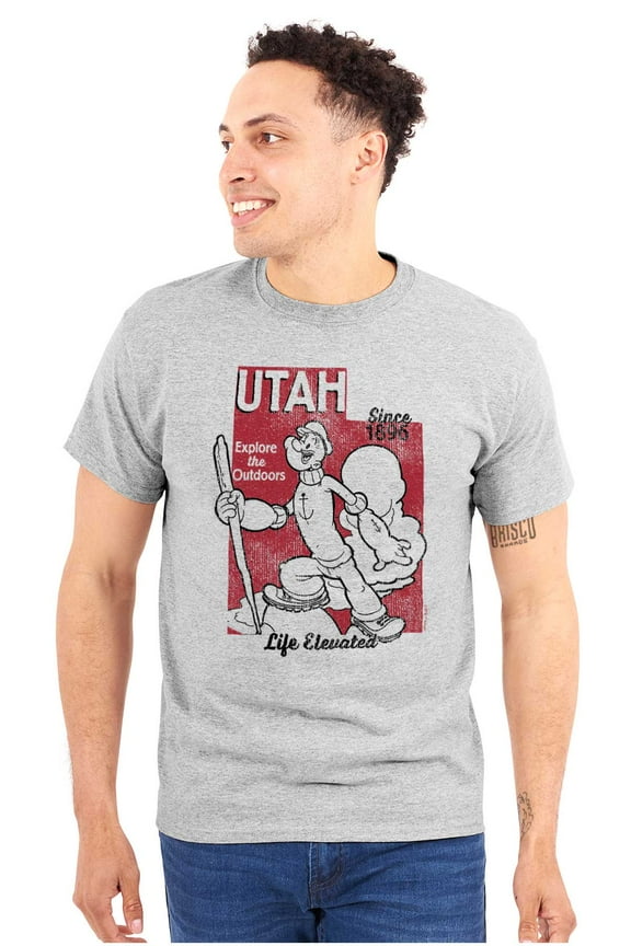 Popeye Life Elevated in Utah Outdoors Men's Graphic T Shirt Tees Brisco Brands S