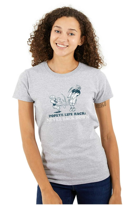 Life Hack Never Back Down Women's T Shirt Ladies Tee Brisco Brands S