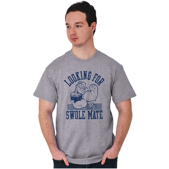 Popeye Looking For a Swole Mate Gym Men's Big & Tall Crewneck Graphic Tee Brisco Brands 3X