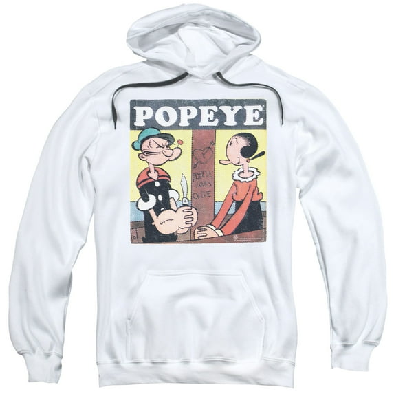 Popeye Loves Olive Adult Pullover Hoodie Sweatshirt White