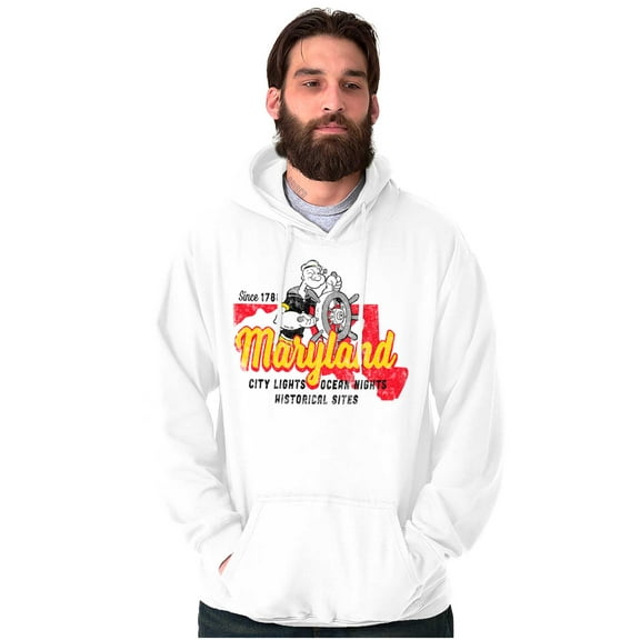 Popeye Maryland State MD Cartoon Hoodie Sweatshirt Women Men Brisco Brands S