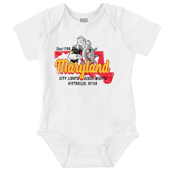 Popeye Maryland State MD Cartoon Romper Boys or Girls Infant Baby Brisco Brands 12M
