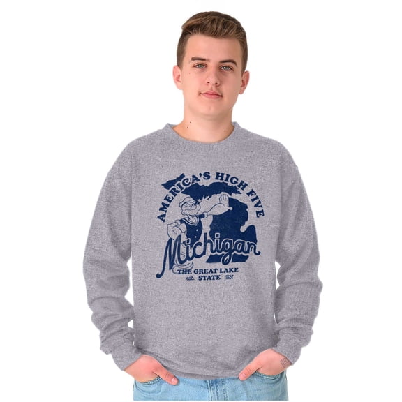 Popeye Michigan MI Local State Pride Sweatshirt for Men or Women Brisco Brands L