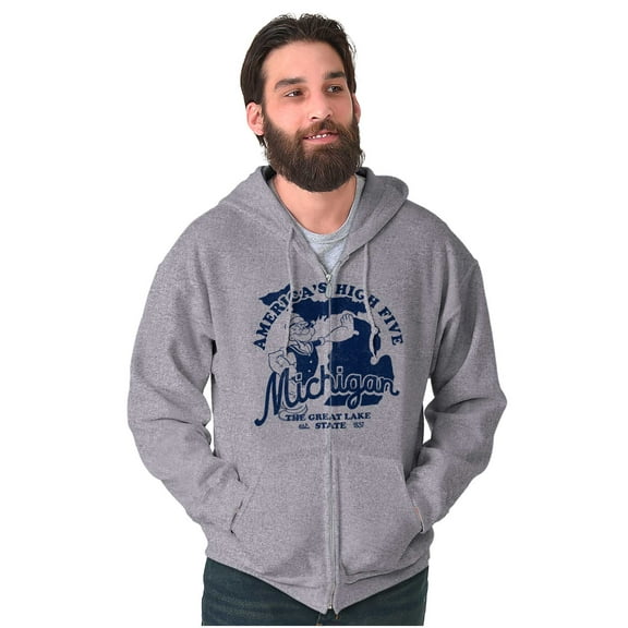 Popeye Michigan MI Local State Pride Unisex Plus Size Zip Hoodie Brisco Brands 5X