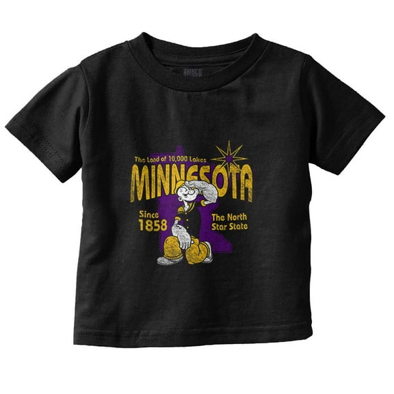 Popeye Minnesota State MN Cartoon Toddler Boy Girl T Shirt Infant Toddler Brisco Brands 6M