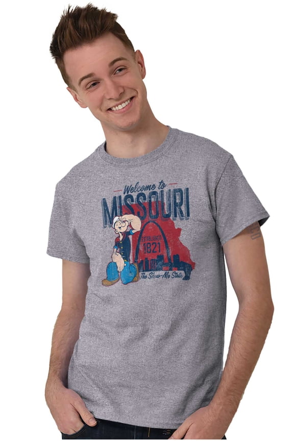 Popeye Missouri Welcome to MO Arches Men's Graphic T Shirt Tees Brisco Brands L