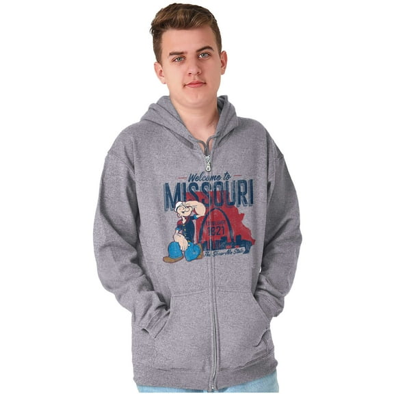 Popeye Missouri Welcome to MO Arches Unisex Plus Size Zip Hoodie Brisco Brands 5X