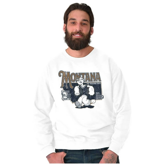 Popeye Montana State MT Cartoon Sweatshirt for Men or Women Brisco Brands S