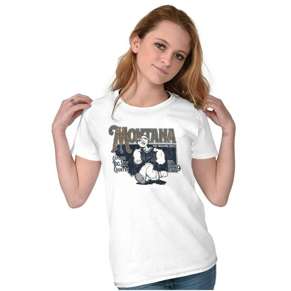 Popeye Montana State MT Cartoon Women's T Shirt Ladies Tee Brisco Brands M