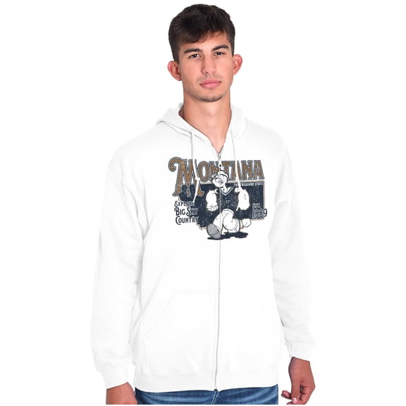 Popeye Montana State MT Cartoon Zip Up Hoodie Men's Women's Brisco Brands S