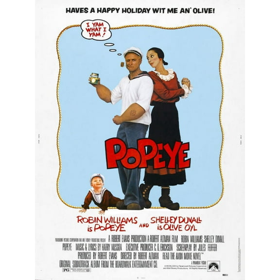 Popeye Movie PosterRobin Williams 16in x 24in Poster Square Adults Western Graphic