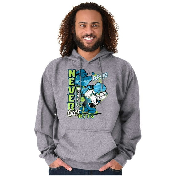 Popeye Never Quits Asian Inspired Hoodie Hooded Sweatshirt Men Brisco Brands M