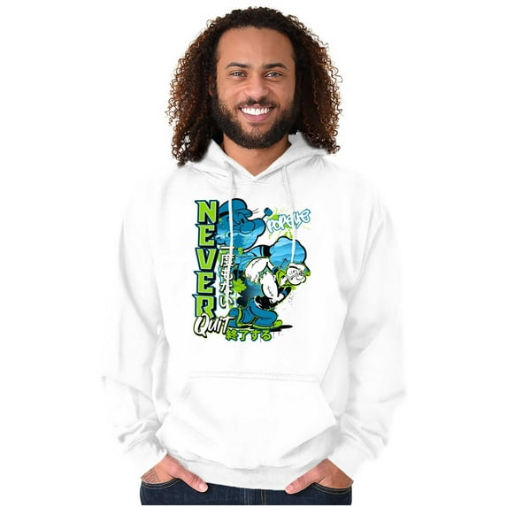 Popeye Never Quits Asian Inspired Men Big & Tall Graphic Hoodie Brisco Brands 4X