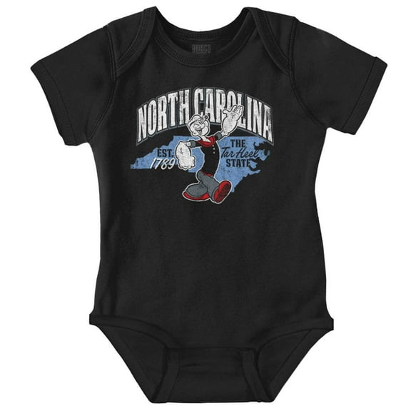 Popeye North Carolina State Cartoon Romper Boys or Girls Infant Baby Brisco Brands NB