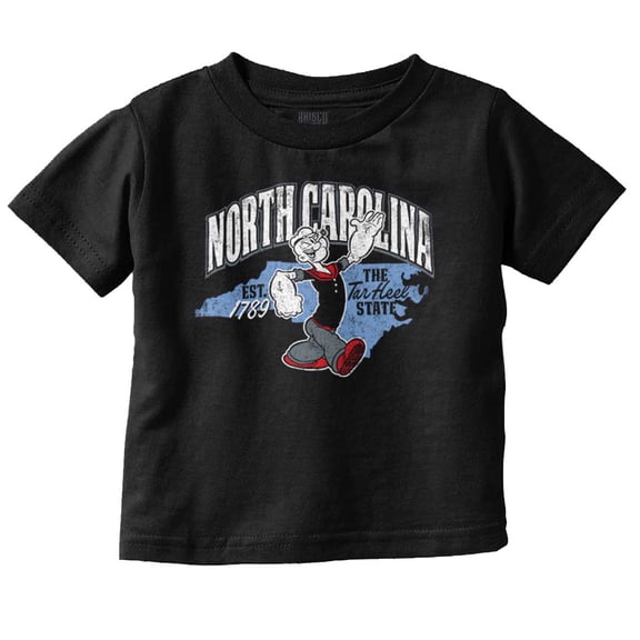 Popeye North Carolina State Cartoon Toddler Boy Girl T Shirt Infant Toddler Brisco Brands 3T