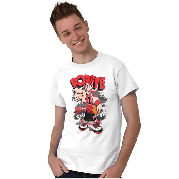 Popeye Number 1 Basketball Player Plus Size Crewneck Graphic Tee Shirt Brisco Brands 2X