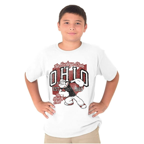 Popeye Ohio Buckeye State OH Cartoon Crewneck T Shirts Boy Girl Teen Brisco Brands S