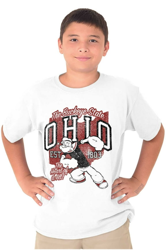 Ohio Buckeye State OH Cartoon Crewneck T Shirts Boy Girl Teen Brisco Brands X