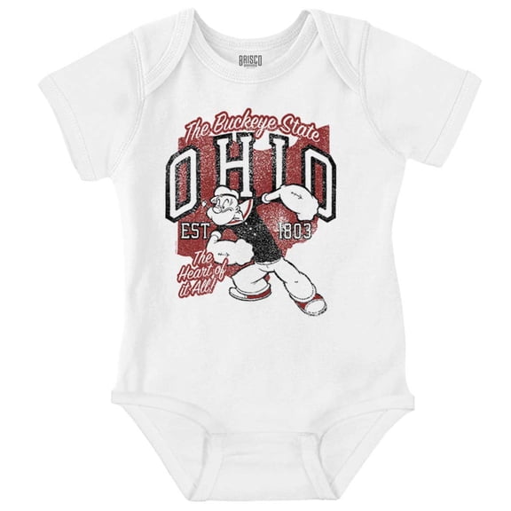 Popeye Ohio Buckeye State OH Cartoon Romper Boys or Girls Infant Baby Brisco Brands 12M