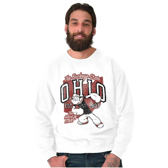 Popeye Ohio Buckeye State OH Cartoon Sweatshirt for Men or Women Brisco Brands S
