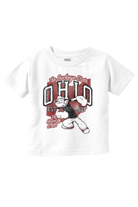 Ohio Buckeye State OH Cartoon Toddler Boy Girl T Shirt Infant Toddler Brisco Brands 2T
