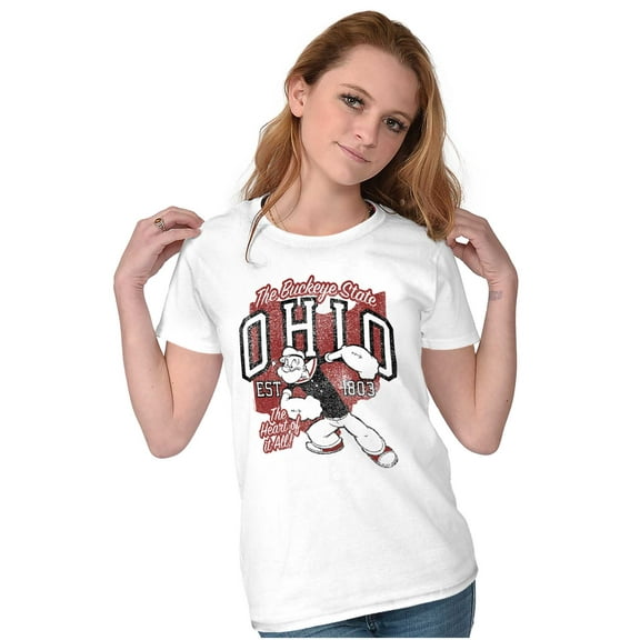 Popeye Ohio Buckeye State OH Cartoon Women's T Shirt Ladies Tee Brisco Brands L