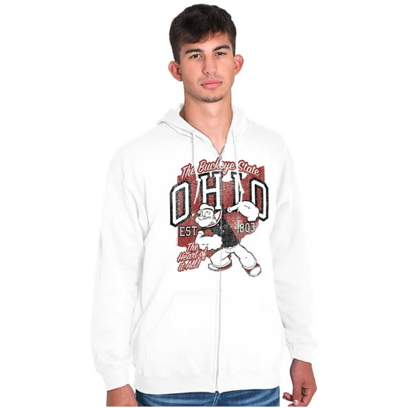 Popeye Ohio Buckeye State OH Cartoon Zip Up Hoodie Men's Women's Brisco Brands L
