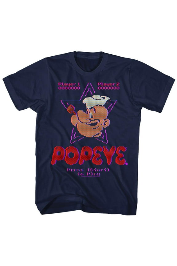 Popeye Old Game Navy Adult T-Shirt