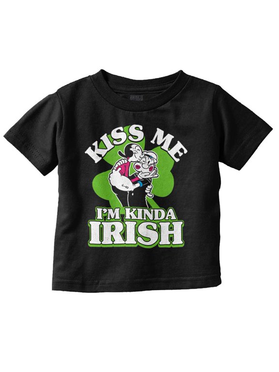 Popeye Olive Kiss Me Im Kinda Irish Toddler Boy Girl T Shirt Infant Toddler Brisco Brands 12M
