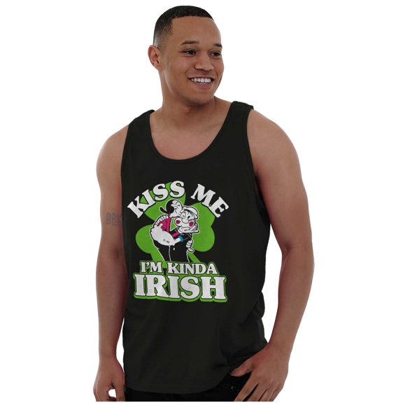 Popeye Olive Kiss Me Im Kinda Irish Unisex Plus Size Tank Top Brisco Brands 2X