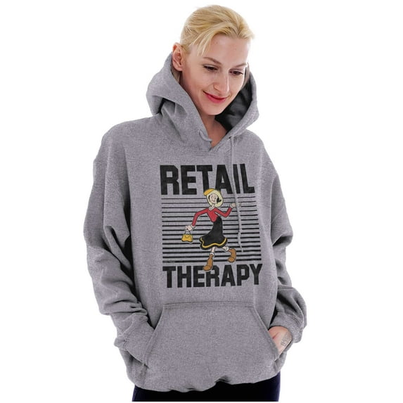 Popeye Olive Oil Retail Therapy Cute Women Plus Size Hoodie Brisco Brands 5X