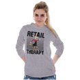 thumbnail image 1 of Popeye Olive Oil Retail Therapy Cute Women Plus Size Long Sleeve Tee Brisco Brands 3X, 1 of 2