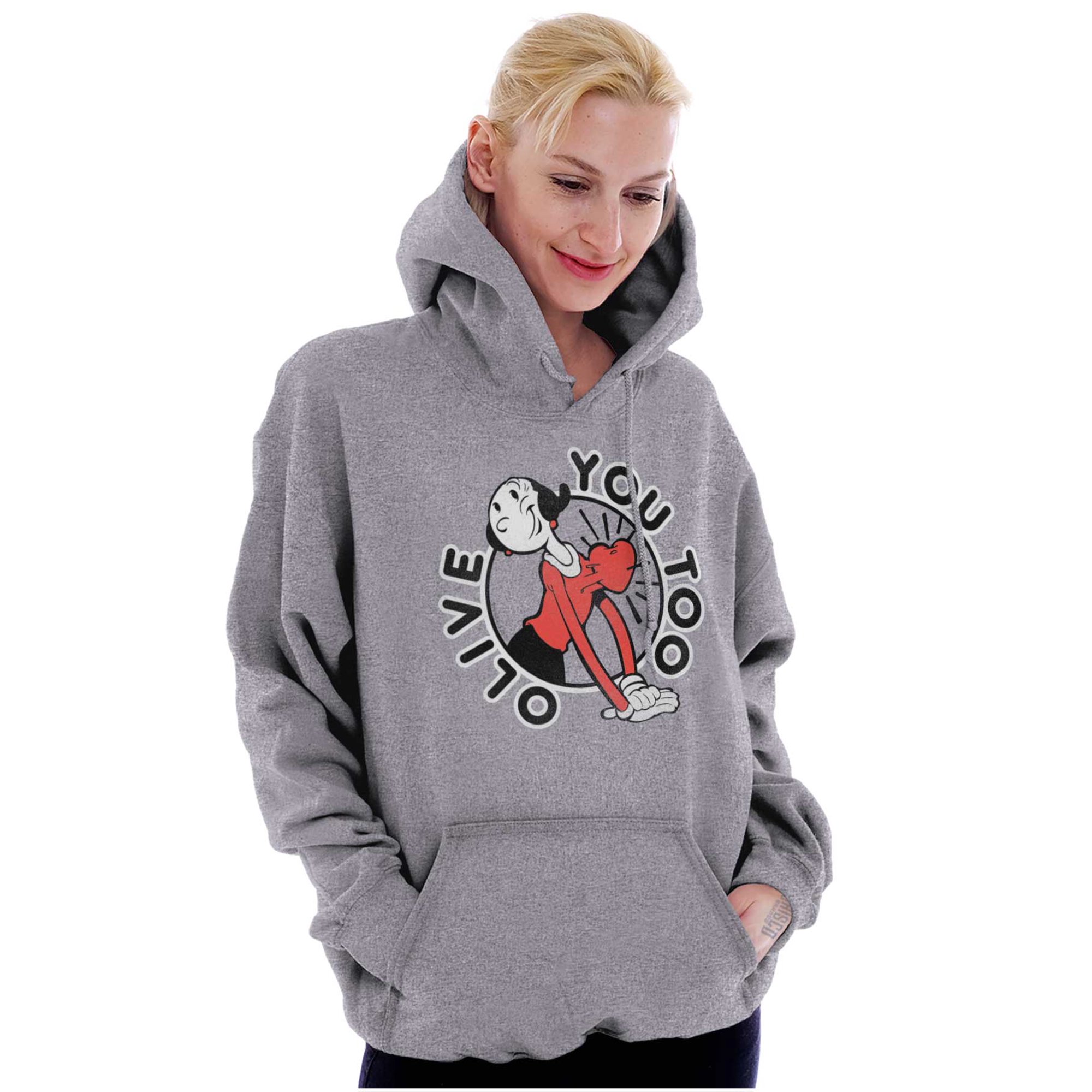 Popeye Olive Oyl You Too Cute Funny Hoodie Sweatshirt Women Brisco Brands 4X  - Walmart.com