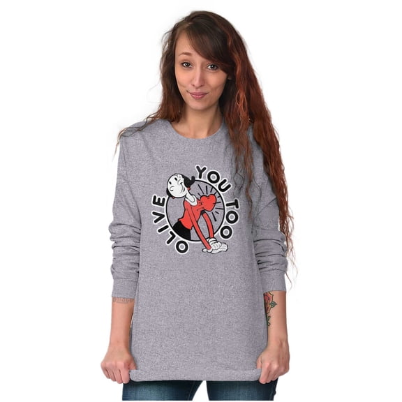 Popeye Olive Oyl You Too Cute Funny Women Plus Size Long Sleeve Graphic Tee Brisco Brands 3X