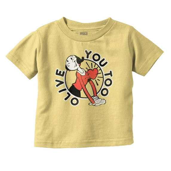 Popeye Olive Oyl You Too Cute Funny Youth T Shirt Tee Girls Infant Toddler Brisco Brands 12M