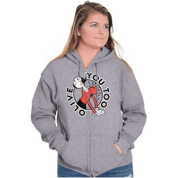 Popeye Olive Oyl You Too Cute Funny Zip Hoodie Sweatshirt Women Brisco Brands S