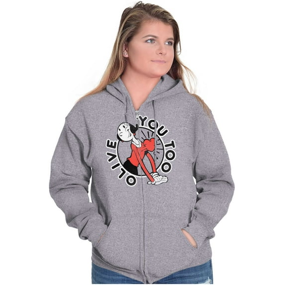 Popeye Olive Oyl You Too Cute Funny Zip Hoodie Sweatshirt Women Brisco Brands S