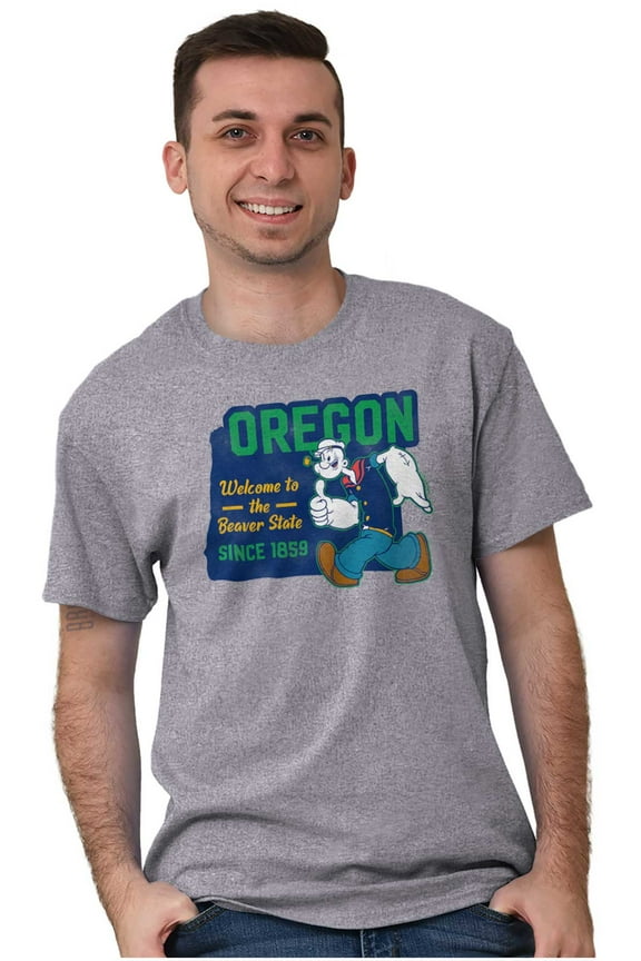 Popeye Oregon Pacific Northwest State Men's Graphic T Shirt Tees Brisco Brands S