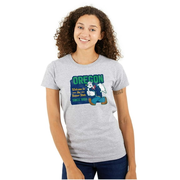 Popeye Oregon Pacific Northwest State Women's T Shirt Ladies Tee Brisco Brands S