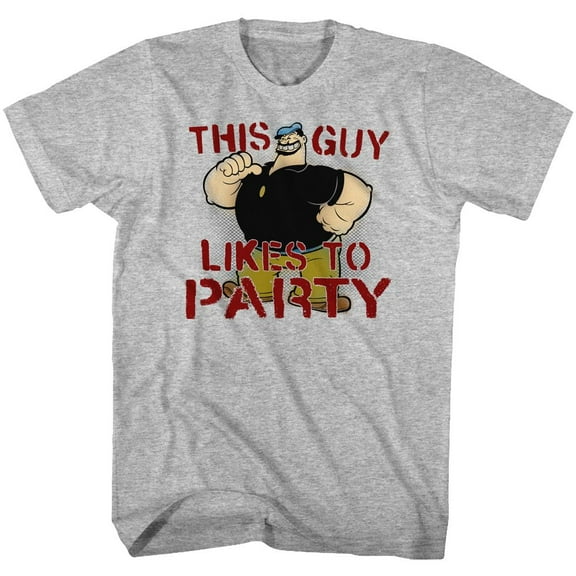 Popeye Partee Gray Heather Adult T-Shirt 4Xl