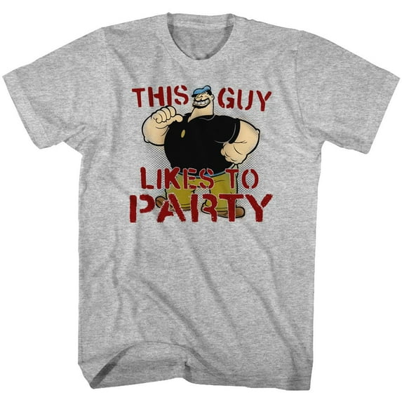 Popeye Partee Gray Heather Adult T-Shirt 5Xl