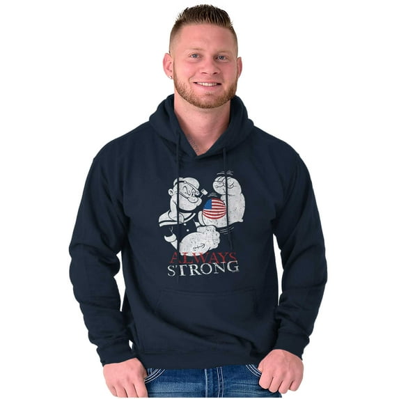 Popeye Patriotic American Flag Strong Hoodie Sweatshirt Women Men Brisco Brands S