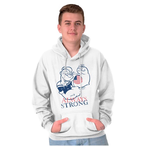 Popeye Patriotic American Flag Strong Hoodie Sweatshirt Women Men Brisco Brands X