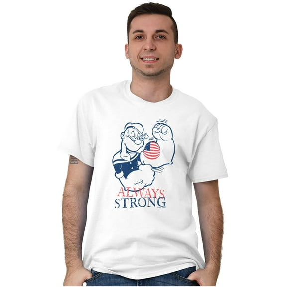 Popeye Patriotic American Flag Strong Men's Graphic T Shirt Tees Brisco Brands M
