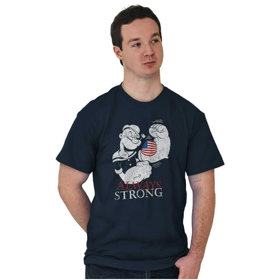 Popeye Patriotic American Flag Strong Men's Graphic T Shirt Tees Brisco Brands S