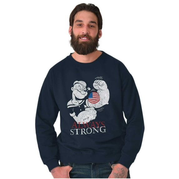 Popeye Patriotic American Flag Strong Sweatshirt for Men or Women Brisco Brands S
