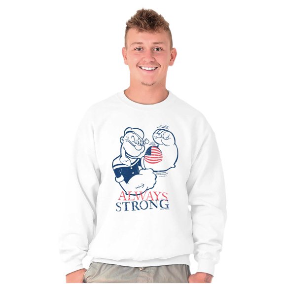 Popeye Patriotic American Flag Strong Sweatshirt for Men or Women Brisco Brands S