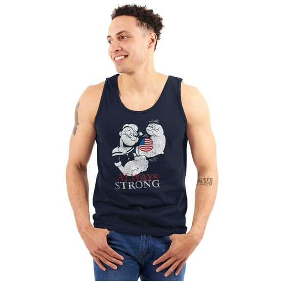 Popeye Patriotic American Flag Strong Unisex Plus Size Tank Top Brisco Brands 2X